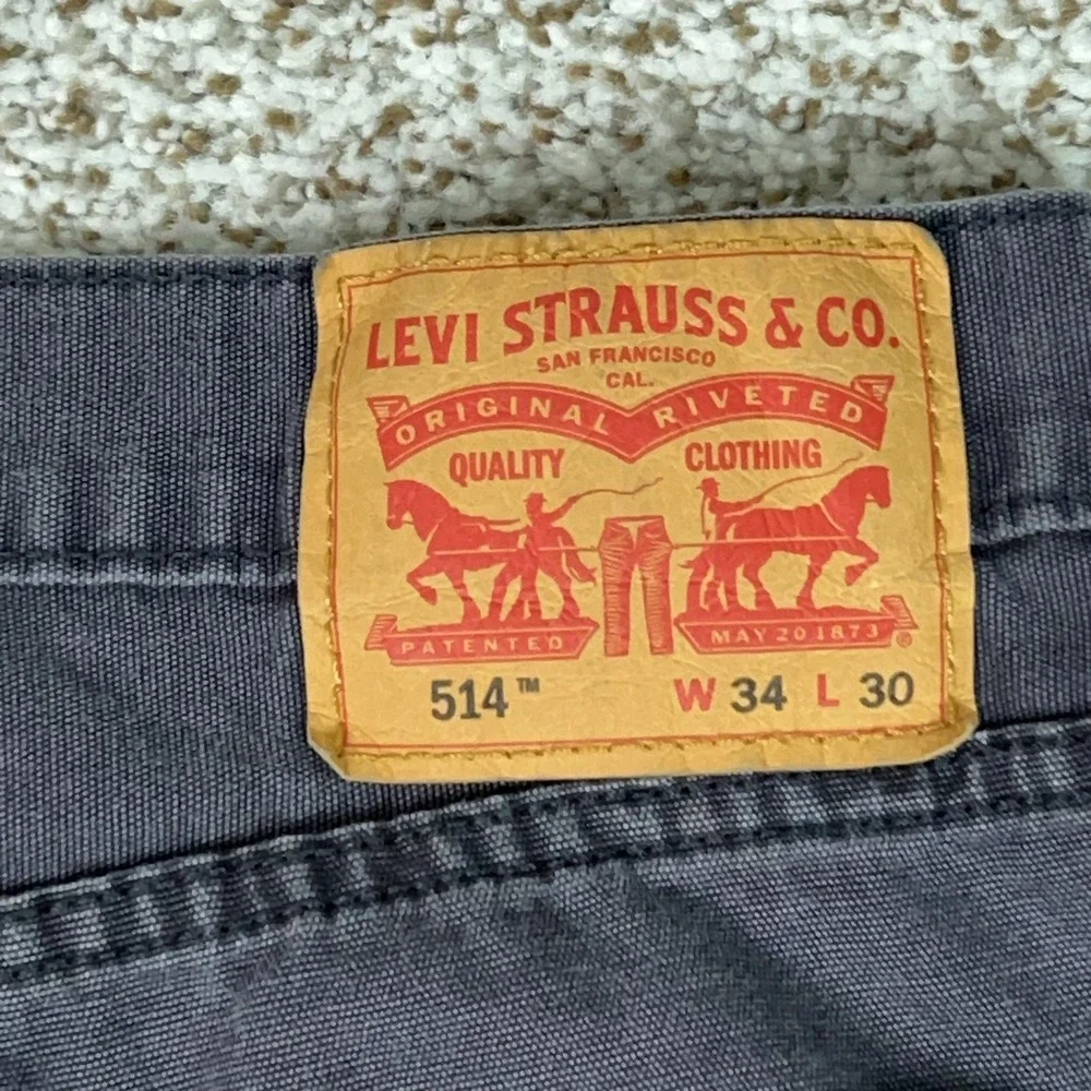 Levis 514 Jeans Mens 34x30 Gray Regular Fit Straight Canvas Chino Casual Work